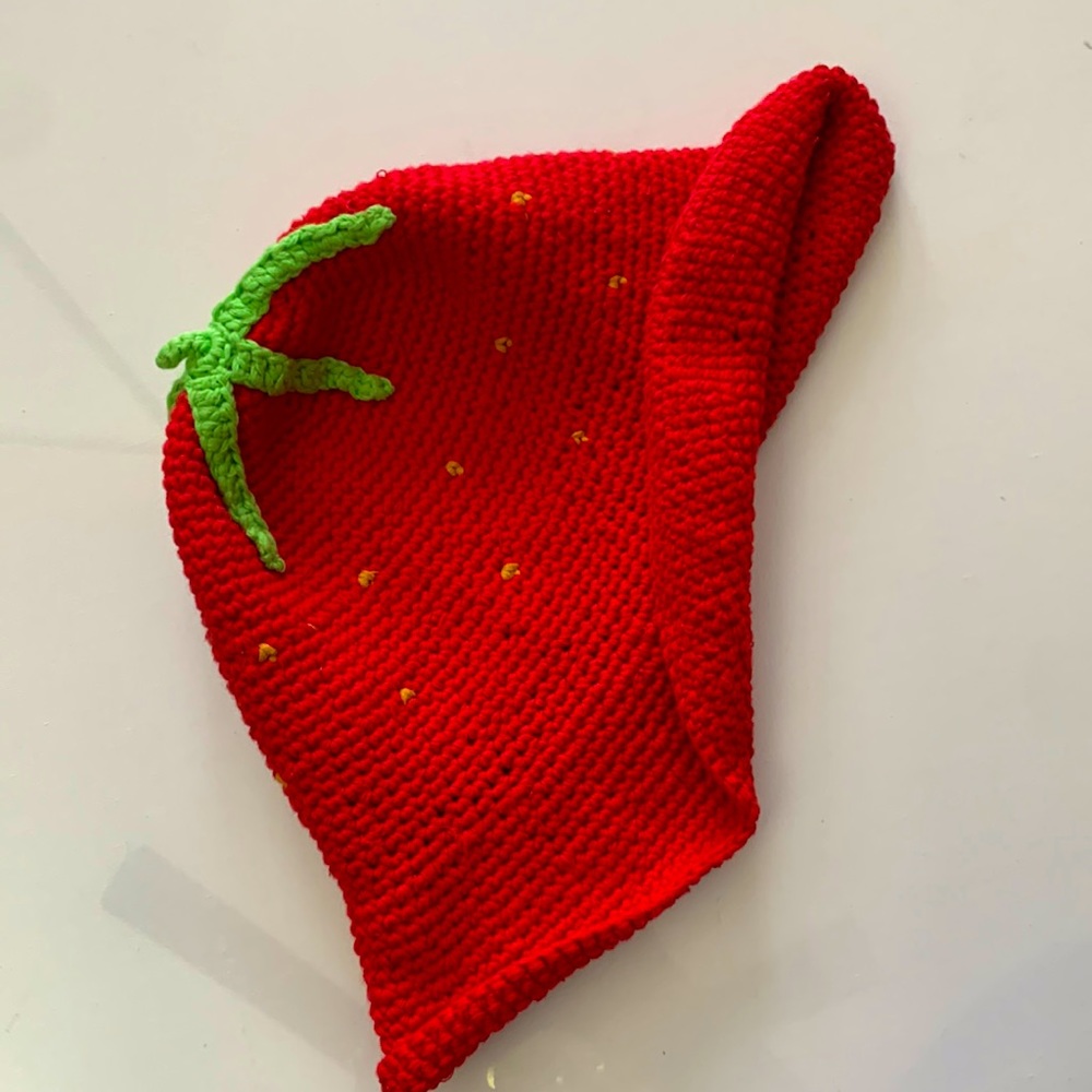 ASOS- bright Red strawberry knitted hat